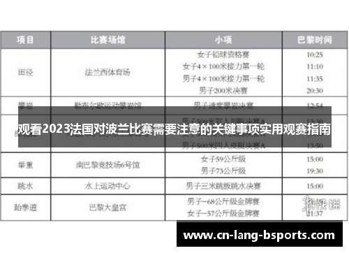 观看2023法国对波兰比赛需要注意的关键事项实用观赛指南